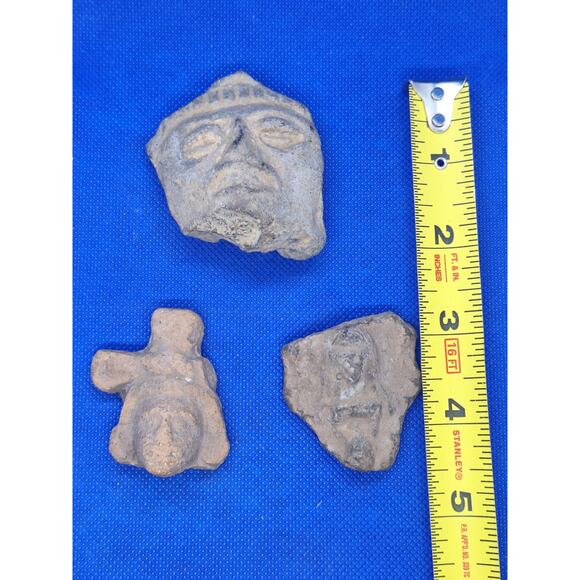 Pre Columbian Stone Carved Heads, Lot Of 3 - Estate Find! - Picture 8 of 13